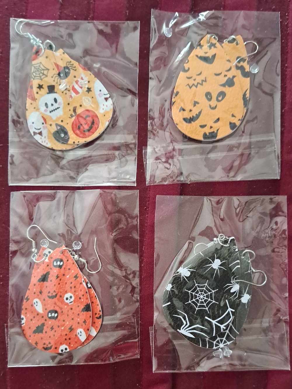 Halloween Kids Teardrop Dangle Earrings - Orange, Black